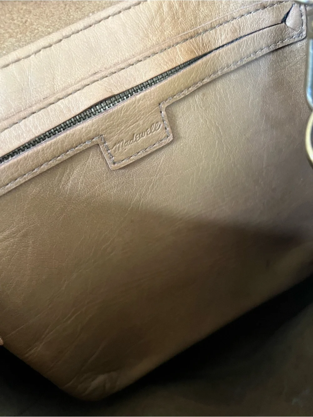 Madewell Medium Transport Tote English Saddle Leather Crossbody Bag